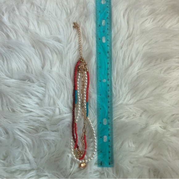 Super cute red/white/gold/blue layering necklace set - Picture 7 of 8